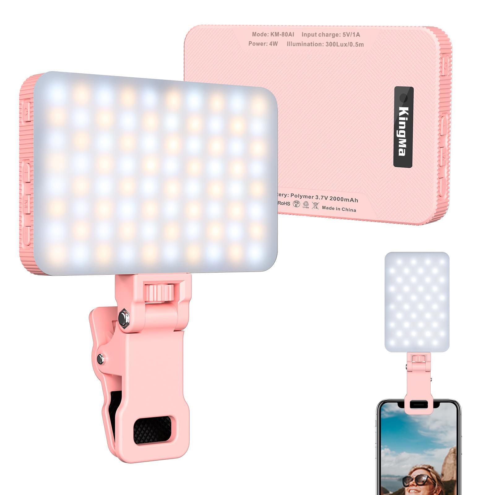 Photography Lighting Product - King Ma Pink Rechargeable Selfie Light