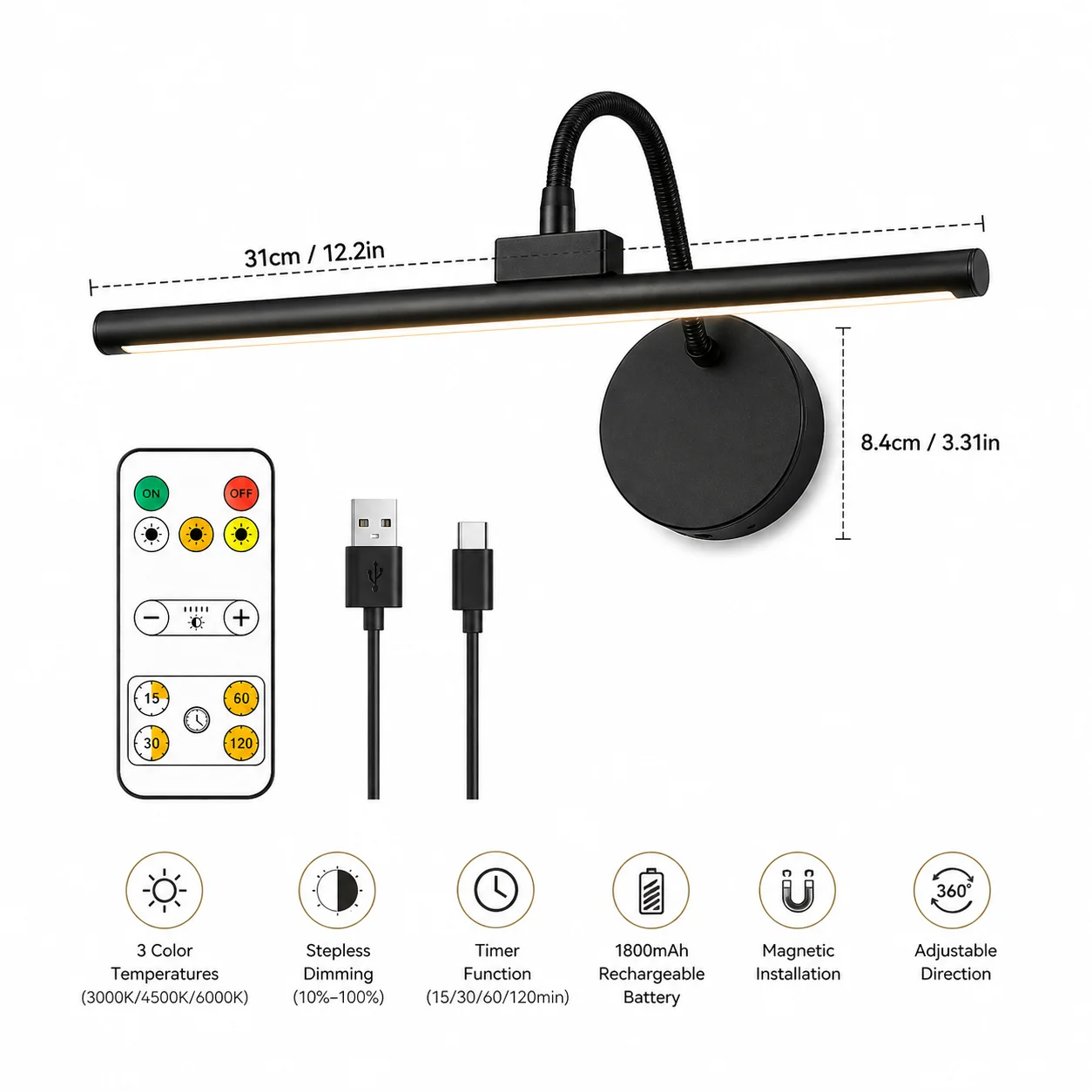 LED Wireless Picture Light wit - Photography Lighting Wall 评论和价格