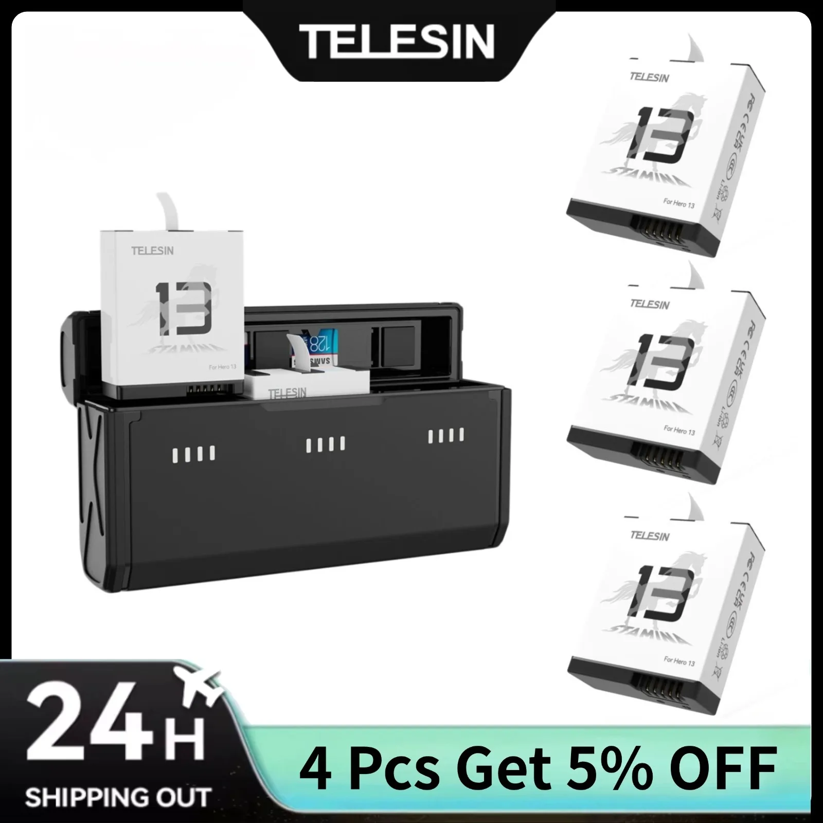 TELESIN Portable Fast Charging - Gopro Action Camera Hero 13 Black 评论和价格