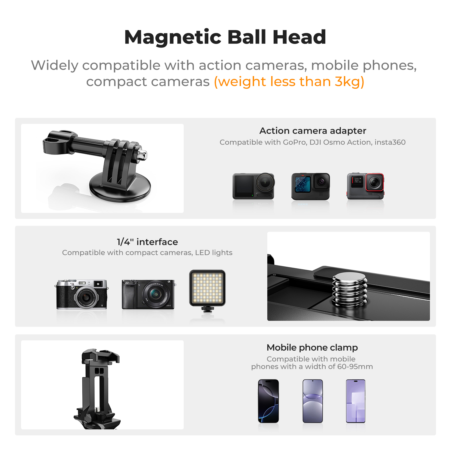 K&F CONCEPT Magnetic Camera Mo - Gopro Action Camera Hero 13 Black 评论和价格