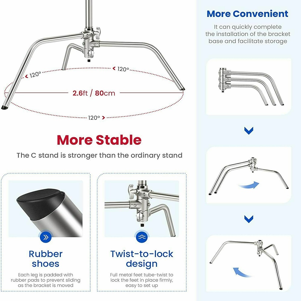 Selens 300cm C-Stand Stainless - Photography Video Lighting Kit 评论和价格