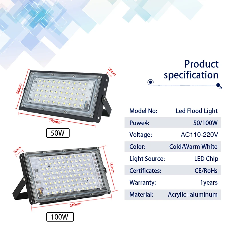 LED Flood Light 50W 100W AC110 - Photography Lighting Uk 评论和价格