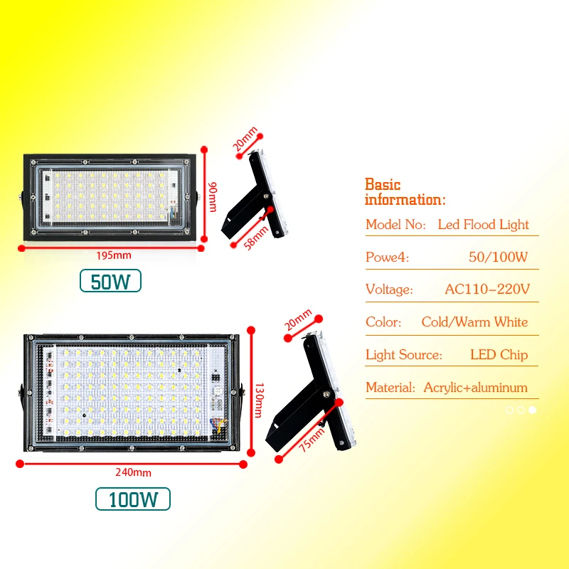 50W 100W Led Flood Light IP65  - Photography Lighting Uk 评论和价格