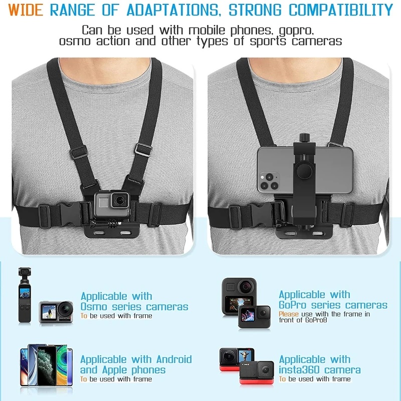 Phone Chest Strap Mount Belt f - Gopro Action Camera Hero 13 Black 评论和价格